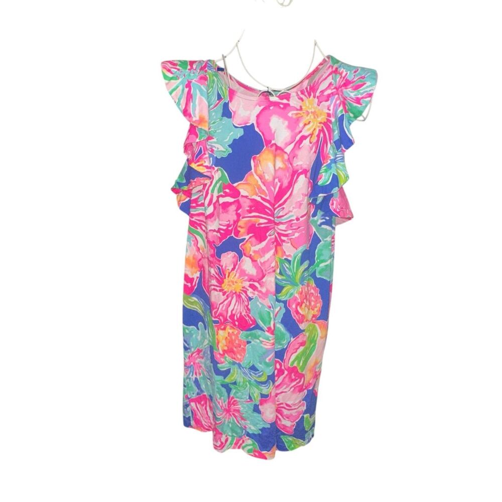 Beautiful LILLY PULITZER Esmeralda Dress Jungle Utopia size XL ($168) Ruffle GRE